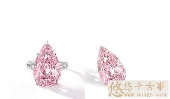 2014苏富比秋拍,以1亿3788万港元价格成交的8.41克拉鲜彩紫粉红色无瑕钻石。