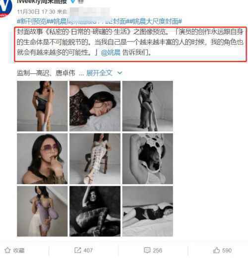 41岁姚晨拍大尺度杂志照片：有蕾丝内衣外穿，有捆绑感，你怎么看