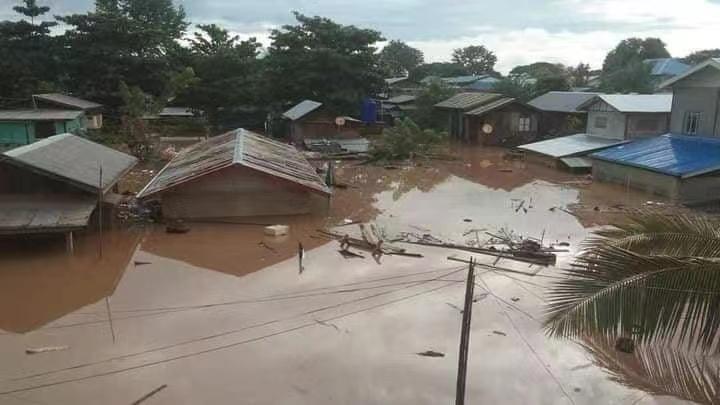 缅甸克伦邦妙瓦底地区遭遇洪灾 上千栋民房被淹